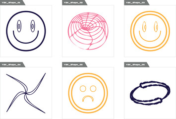 Collection of Y2K elements. Extraordinary Graphic Assets. Modern abstract forms. Isolated on black background. Vector illustration
