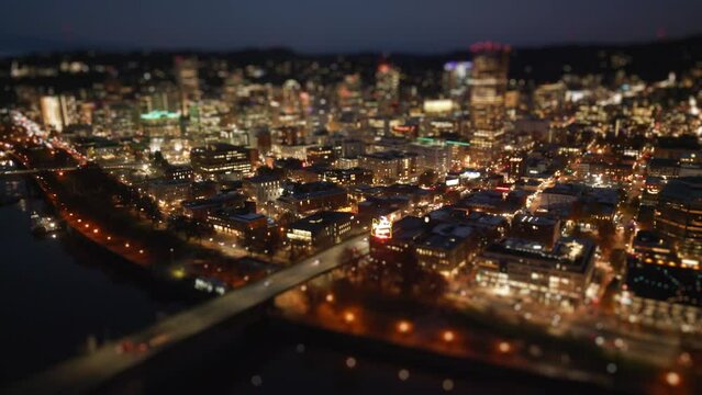 Aerial view of Portland Oregon | Tilt-Shift Blur #1