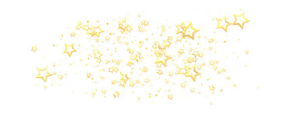 Banner with golden decoration. Festive border with falling glitter dust and stars.