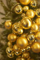 Golden background of Christmas balls