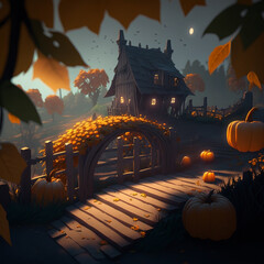 halloween pumpkin in the graveyard