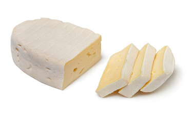 French le coq de bruyere cheese and slices isolated on white background