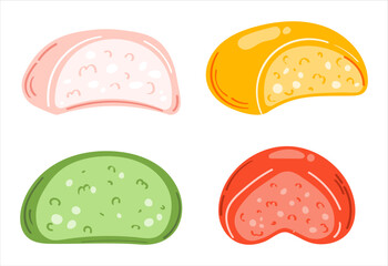 Japanese mochi rice dessert. Vector illustration isolated on white background	