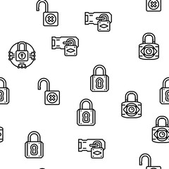 padlock lock safe password key vector seamless pattern thin line illustration