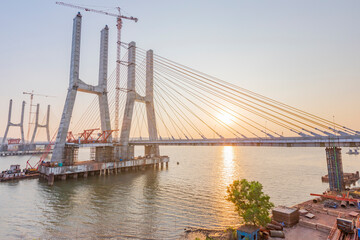 Cortalim, Goa - India - Dec 22nd 2022: New Zuari Bridge will be inaugurated on 29th December 2022 by Mr. Nitin Gadkari. Twin 4 Lane Zuari Bridge undertaken by Dilip Buildcon Ltd.