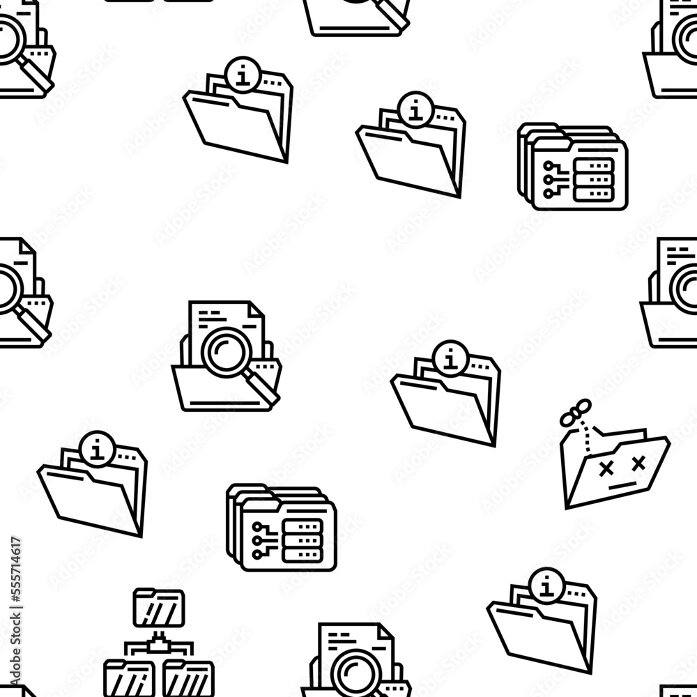 Poster folder paper business file empty vector seamless pattern thin line illustration
