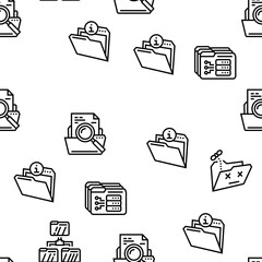 folder paper business file empty vector seamless pattern thin line illustration