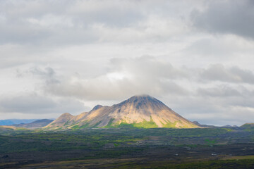 Hverfjall ring volcano crater in Myvatn region of North Iceland