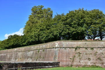 historic city walls of town Lucca in Italy