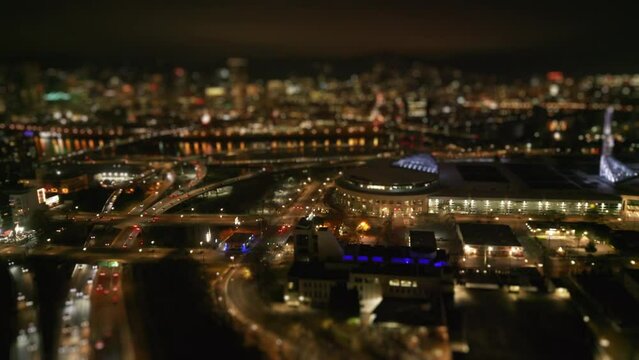 Tilt-Shift Blur | Aerial view of Portland Oregon at Night #3