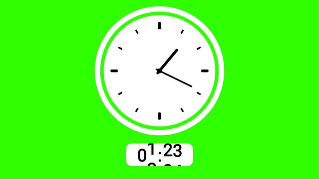 green screen animation digital clock and analog circle clock 2