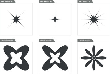 Vector set of Y2K. Big collection of abstract graphic geometric symbols. For modern T-shirts designed. Projects, posters, banners. Vector illustration