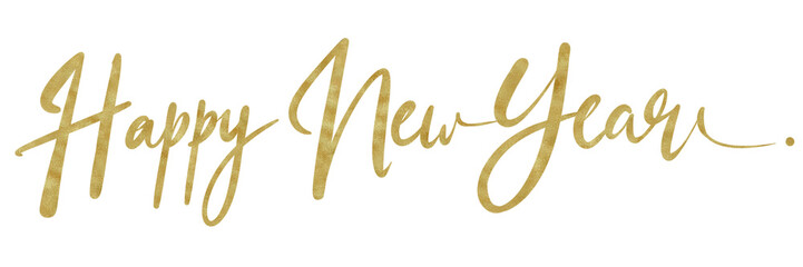 HAPPY NEW YEAR text write with gold ink
