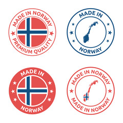made in Norway stamp set, made in Kingdom of Norway product label