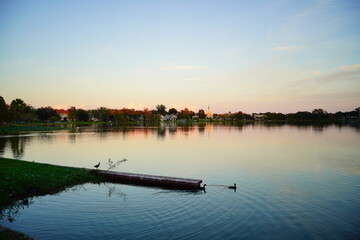 Sunset Landscape of city center of lakeland Florida