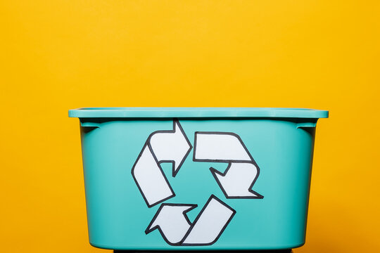 Plastic box with recycling symbol
