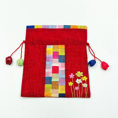 Embroidered Drawstring pouch bag