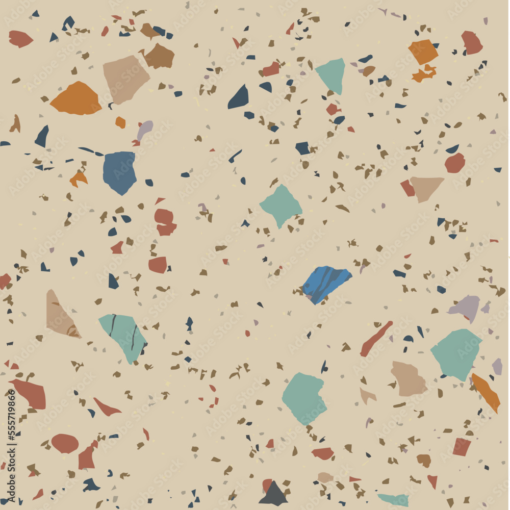 Aufkleber tile terrazzo vector pattern with colorful stone on grey marble background for seamless concrete roc