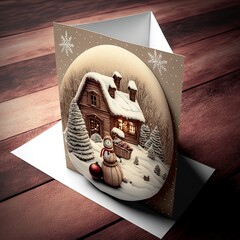 Christmas Card Background Wallpaper Winter Time Relax Santa Claus Children Gifts For Children Art For Print Print on demand