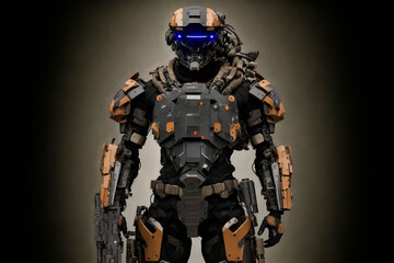 Robots. Soldier Robot hyper realistic. Conceptual project 2025. Futuristic interpretation. Illustration for advertising, cartoons, games, blockbusters, print media. My collection.