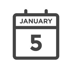 January 5 Calendar Day or Calender Date for Deadlines or Appointment