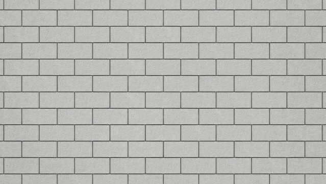 Fototapeta Grey brick tile wall background close up. Gray stone tile block background with horizontal texture of gray brick