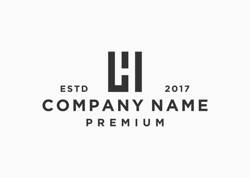 letter lh square logo design vector illustration template