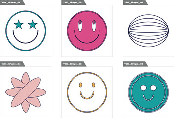 Brutalism shapes. Rave psychedelic retro futuristic set. Modern abstract forms. Anti-design. Vector illustration