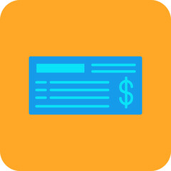 Cheque Multicolor Round Corner Flat Icon