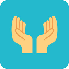 Hands Multicolor Round Corner Flat Icon