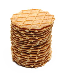 Waffle biscuit with butter isolated on white
