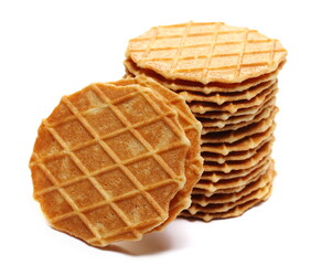 Waffle biscuit with butter isolated on white