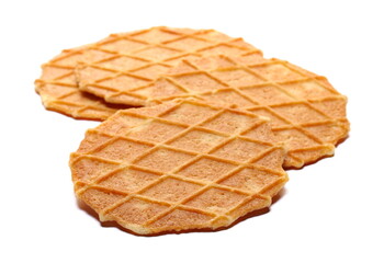 Waffle biscuit with butter isolated on white