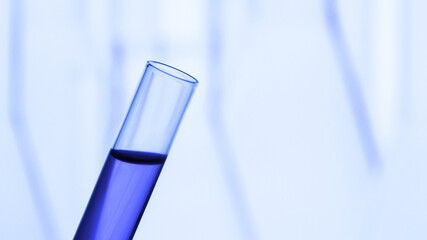 laboratory equipment. Test tube. Vial with blue liquid. Laboratory.