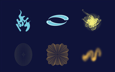 Set of Y2K style vectors of objects. Extraordinary Graphic Assets. Flat minimalist icons. Anti-design. Vector illustration