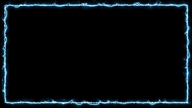Animated neon frame for inscriptions and captions of signs of light azure with a pattern on a black background. computer graphics video