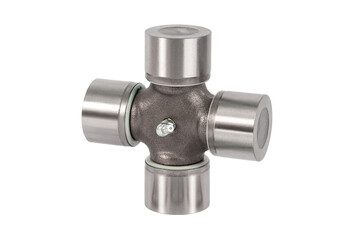 Universal joint bearing isolated on white background. Joint cross axel. Auto parts. Spare parts for car.
