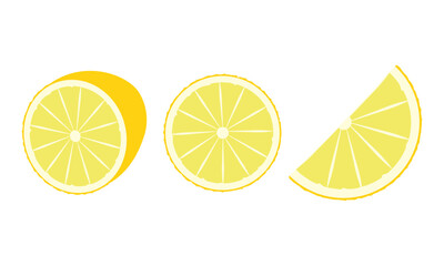 Fresh lemon fruits, collection of vector illustrations