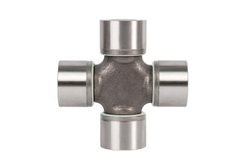 Universal joint bearing isolated on white background. Joint cross axel. Auto parts. Spare parts for car.