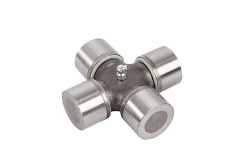 Universal joint bearing isolated on white background. Joint cross axel. Auto parts. Spare parts for car.