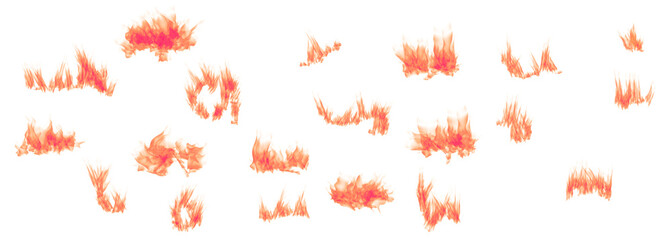 A smoky orange translucent flame with a crimson core of fire. Insulated on transparent. png format.