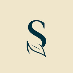 beautiful brand women hair salon leaf logo letter S