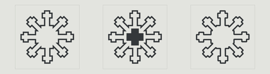 Vector Graphic Assets Set. Brutalism star and flower shapes. For modern T-shirts designed. Futuristic. Vector illustration