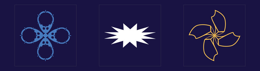 Obraz premium Collection of Y2K elements. Rave psychedelic retro futuristic set. Objects in y2k style. Isolated on black background. Vector illustration