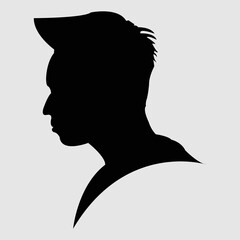Head of a little boy in profile. The cute face of a child. Head of Cartoon Character Boy. Portrait of a boy. Schoolboy avatar. Cartoon style face of a child Vector flat illustration