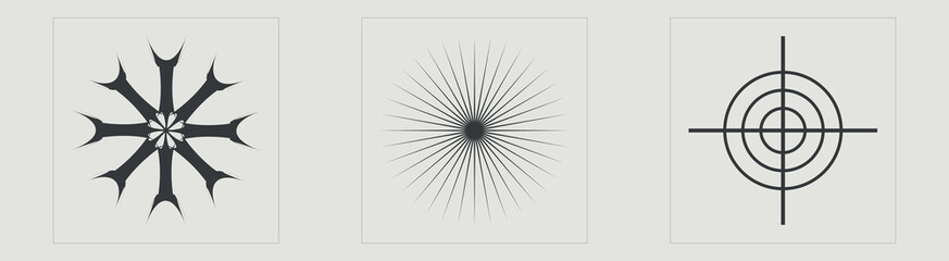 Obraz premium Brutalism shapes. Trendy geometric postmodern figures. Templates for notes, posters. Futuristic. Vector illustration