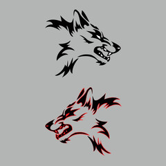 Gray wolf set. Gray wolf. A predatory beast. Wild forest animal. Vector Engraved hand drawn Vintage old sketch for stamp, t-shirt or typography or badge.