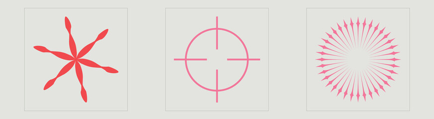 Set of Y2K style vectors of objects. Retro futuristic graphic ornaments. Cyberpunk elements. Stars, starburst . Vector illustration