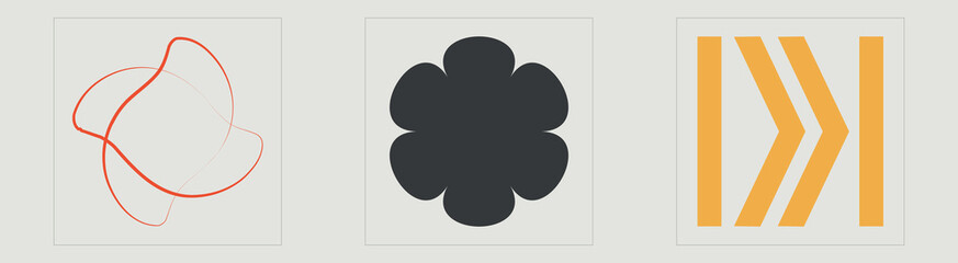 Vector Graphic Assets Set. Retro futuristic graphic ornaments. Templates for notes, posters. Retro Futurist. Vector illustration