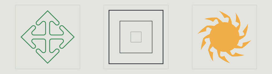 Set of Y2K style vectors of objects. Brutalism star and flower shapes. Objects in y2k style. Futuristic. Vector illustration